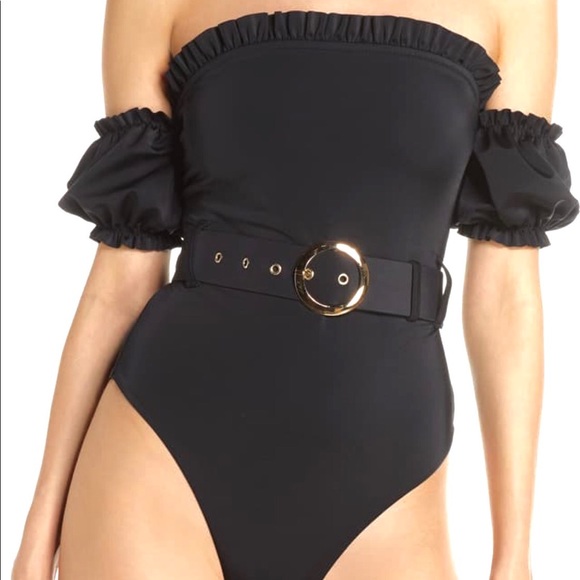 NWOT Something Navy Bathing Suit Off The Shoulder - Picture 7 of 7